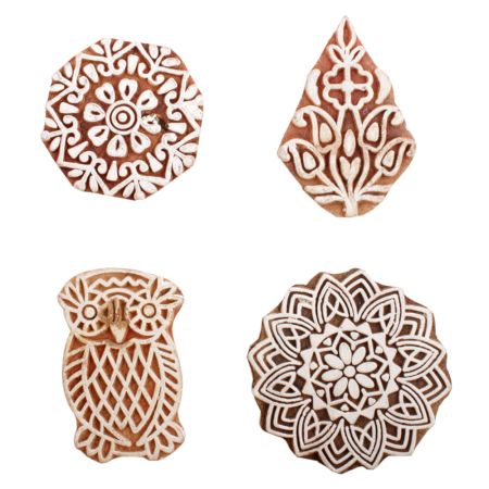 Set of 4 Piece New Mix Wooden Printing Block